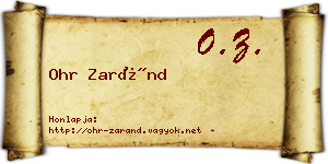 Ohr Zaránd névjegykártya